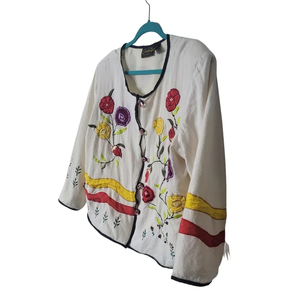 Allure Vintage Black and Gold Label Embroidered Blazer Size XL - Picture 3 of 5